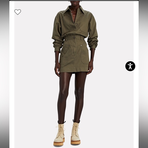 NWT Shona Joy Chiara Utility Mini Dress in Olive Green Army Color Size US 4 - Picture 2 of 10
